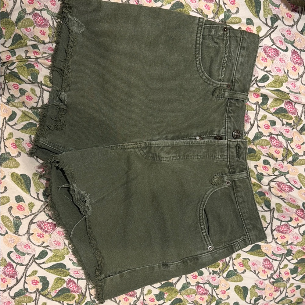 We The Free Olive Denim Shorts
